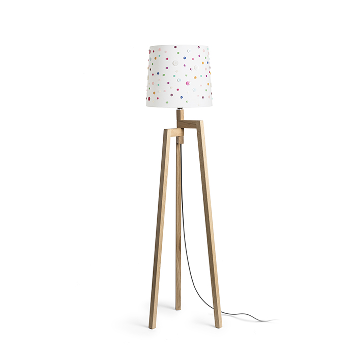 Abajur decorativ cu butoane colorate potrivit pentru suspensie sau pentru bază de suport, DELISA 35/30 alb nasturi max. 28W