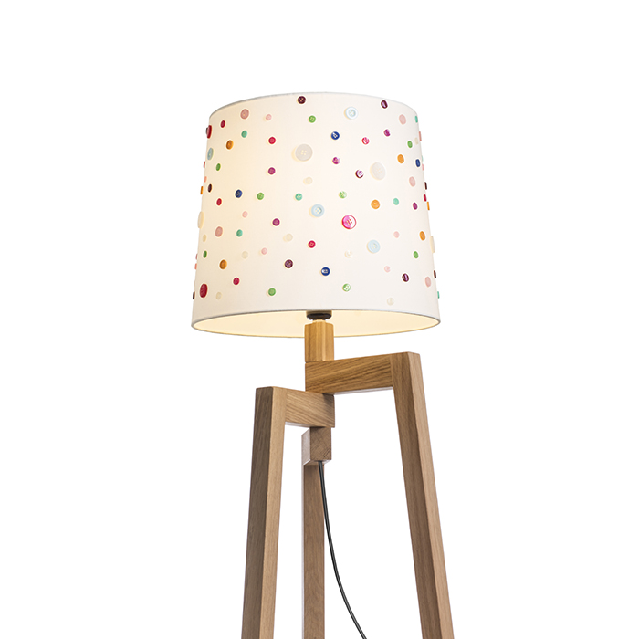 Abajur decorativ cu butoane colorate potrivit pentru suspensie sau pentru bază de suport, DELISA 35/30 alb nasturi max. 28W