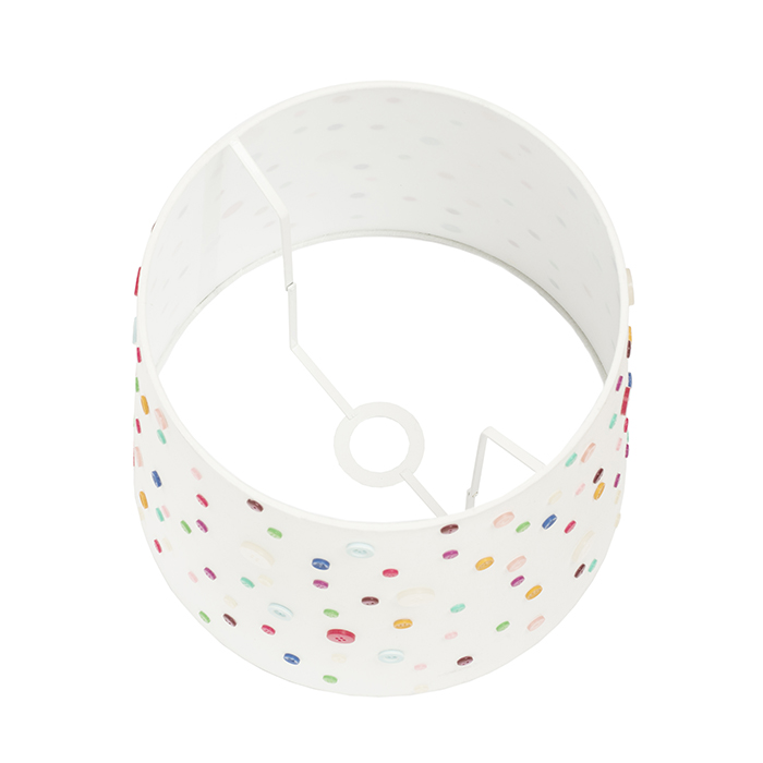 Abajur decorativ cu butoane colorate potrivit pentru suspensie sau pentru bază de suport, DELISA 35/30 alb nasturi max. 28W
