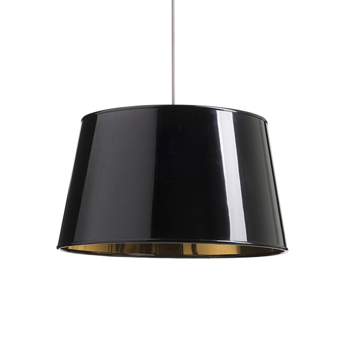 Abajur decorativ negru cu interior auriu, care poate fi combinat cu un set pandantiv sau cu soclu, RIDICK lucios folie aurie max. 20W