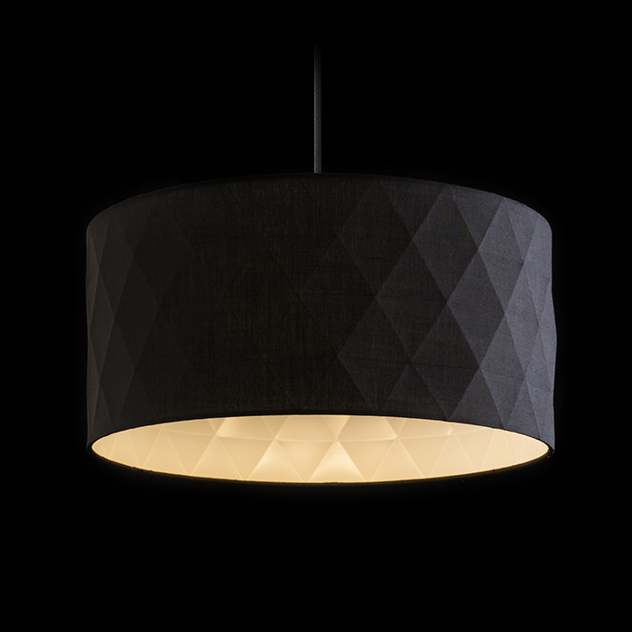 Abajur textil cu suprafață 3D geometrică, JAKARANDA 40 negru max. 28W