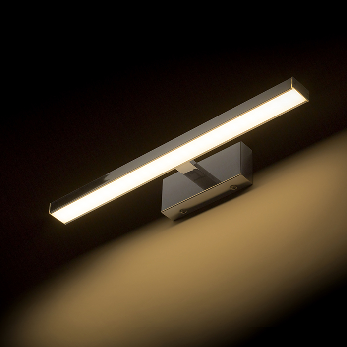 Aparat de iluminat cu LED-uri liniare pe brațul solid cu iluminare în jos, PANON LONG de perete crom 230V LED 12W IP44 3000K
