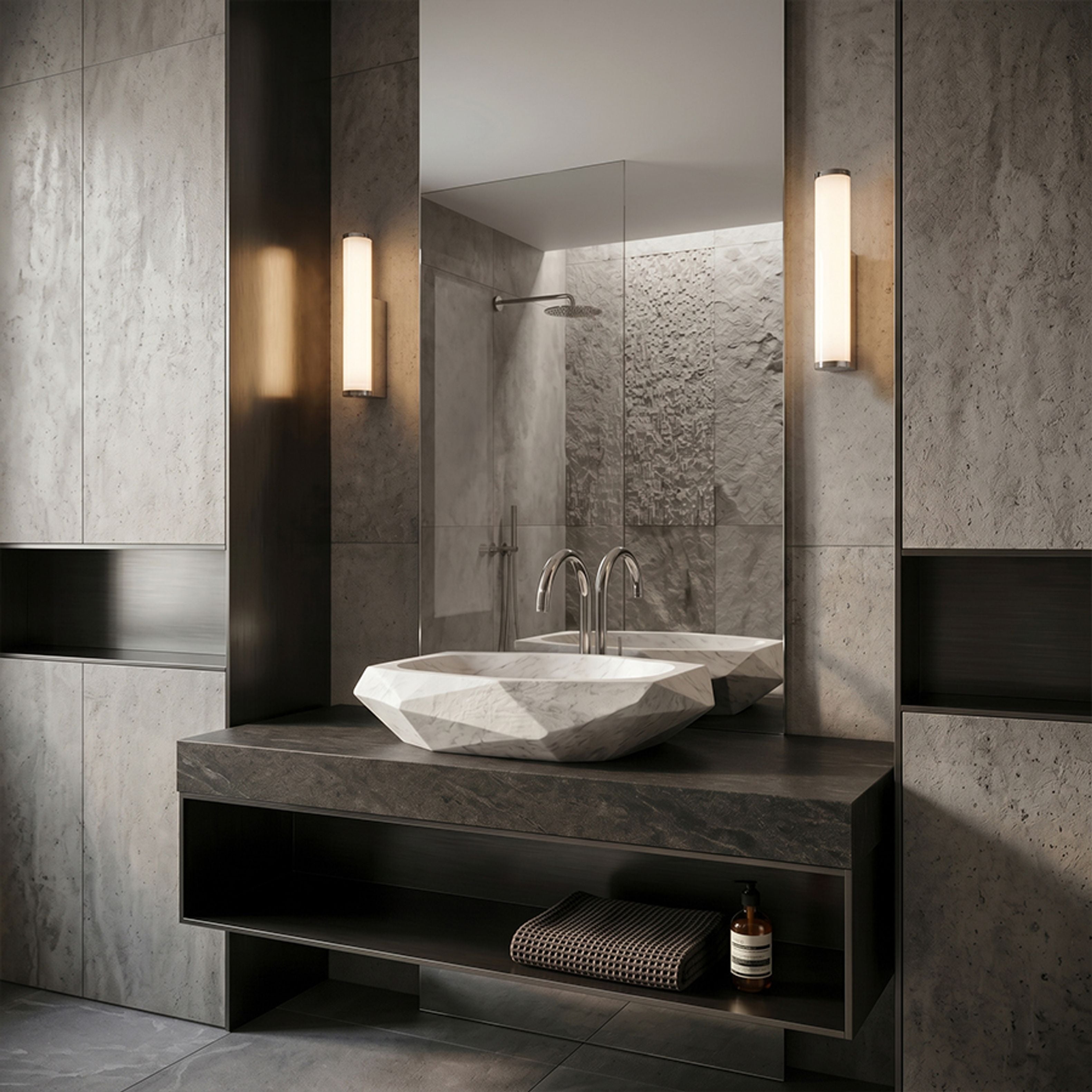 Aplica cilindrica cu LED incorporat si abajur de culoare opal pe baza cromata, STELLA de perete crom 230V 7W IP44 3000K