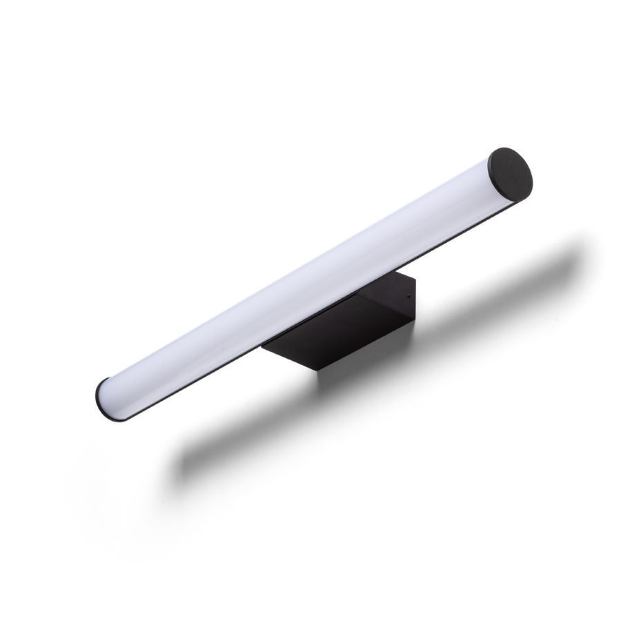 Aplică de perete in forma de tub cu LED incorporat pe baza alungită, potrivita pentru bai, CASSAMBA 60 negru acrilic mat 230V 12W IP44 3000K 4000K