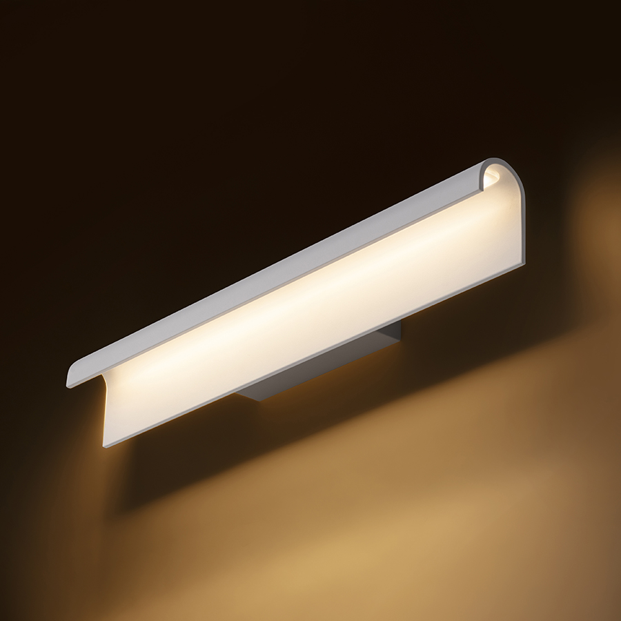 Aplica de baie din aluminiu solid lacuit cu LED incorporat in forma de unda, MARAIS 53 de perete alb 230V 18W IP44 3000K