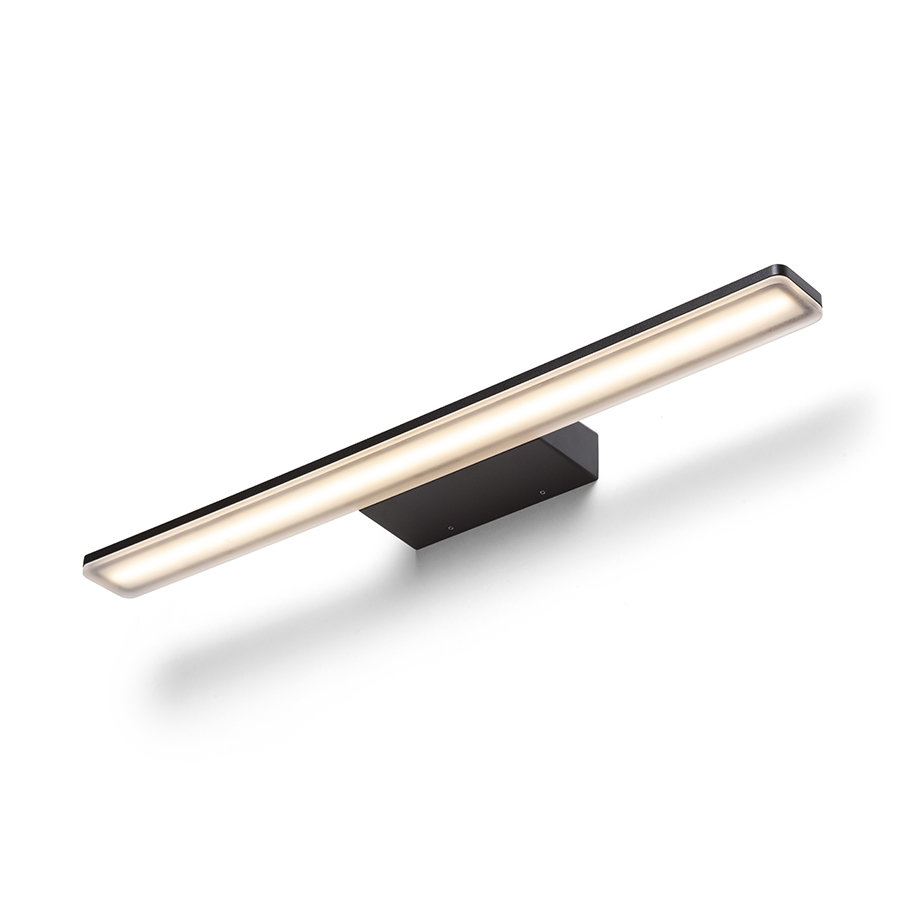 Lumină liniară LED potrivită deasupra oglinzilor care strălucește în jos, MAREA 60 de perete negru 230V 18W IP44 3000K