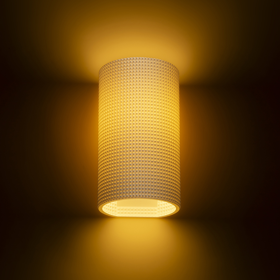 O lampă de perete creată prin imprimare 3D, CALLUM RD2 250 alb Eco PLA 230V LED E27 15W
