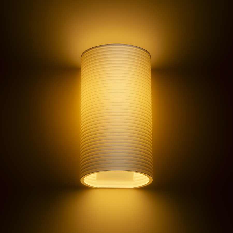 O lampă de perete creată prin imprimare 3D, CALLUM RR4 250 alb Eco PLA 230V LED E27 15W