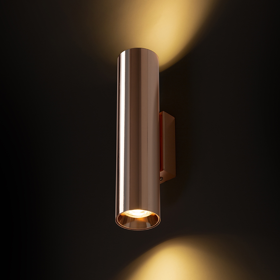 Lampa de perete cilindrică pentru uz interior cu iluminare SUS/JOS, potrivită pentru surse de, LUKE negru 230V LED GU10 2x7W