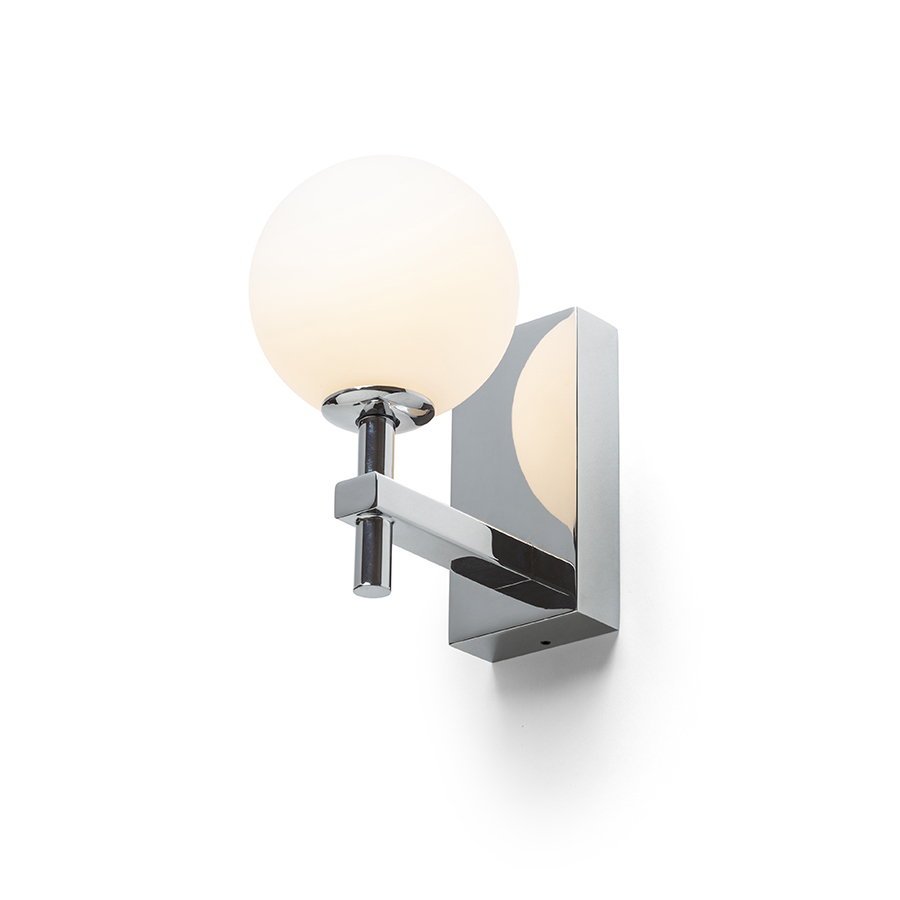 Aplica de baie cu abajur rotund de culoare opal pe baza de crom, PEGGY de perete crom/sticlă 230V LED G9 6W IP44