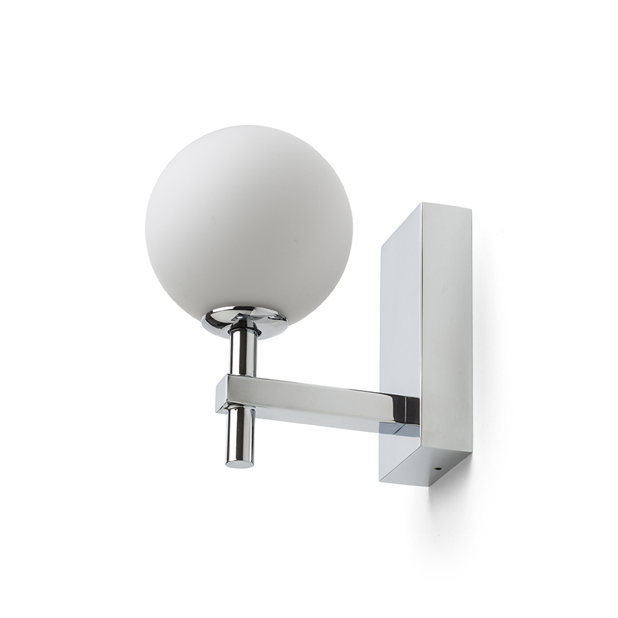 Aplica de baie cu abajur rotund de culoare opal pe baza de crom, PEGGY de perete crom/sticlă 230V LED G9 6W IP44