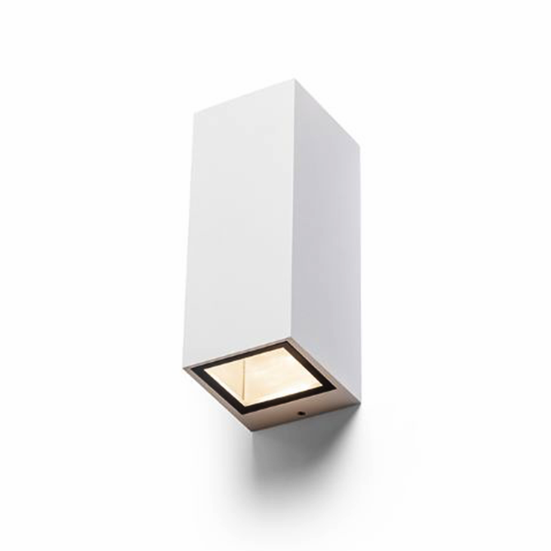 Aplica de exterior SUS / JOS din aluminiu cu două prize GU10 pentru surse de lumină LED, DESMOND II de perete gri argintiu 230V 2x35W IP44