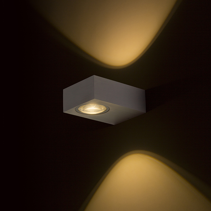 Aplica de perete cu LED integrat, potrivita pentru uz exterior si interior, KORSO II aluminiu 230V 2x3W 120° IP54 3000K
