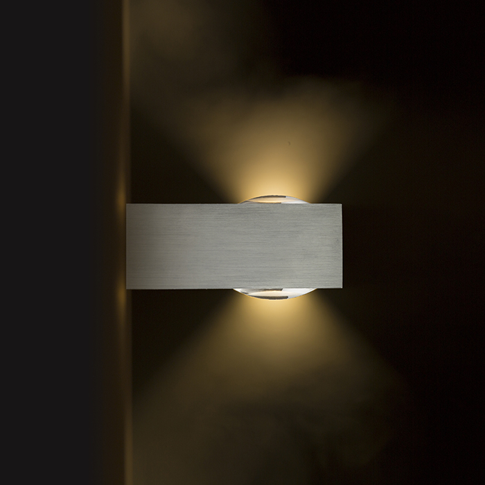 Aplica de perete cu LED integrat, potrivita pentru uz exterior si interior, KORSO II aluminiu 230V 2x3W 120° IP54 3000K