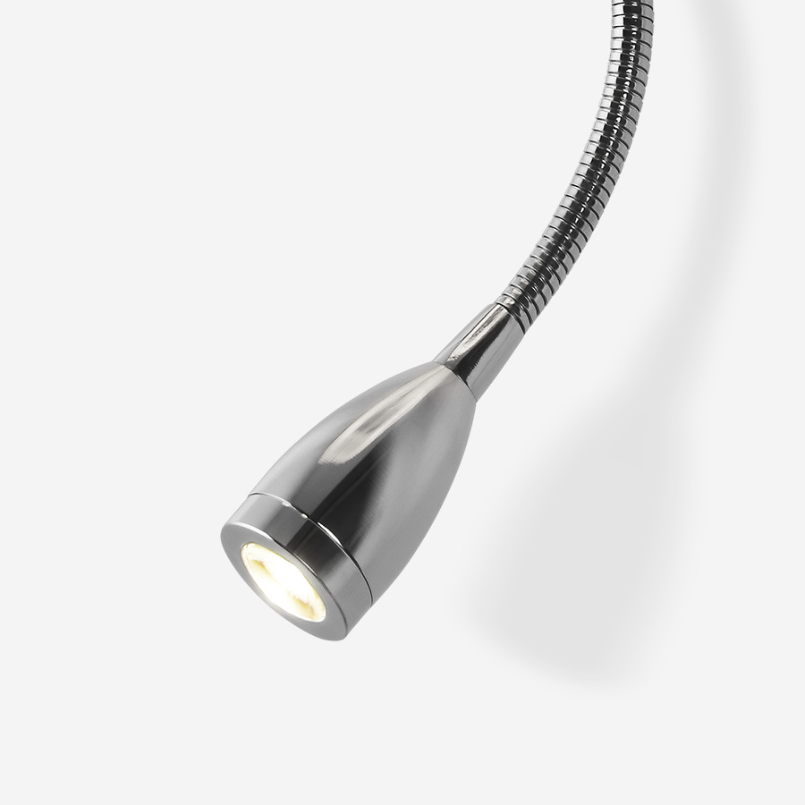 Aplica de perete cu o nuanță textilă unghiulară și spot cu LED pe gâtul de gâscă, PERTH de cu bej/alb crom 230V E14 7+3W 30° 3000K