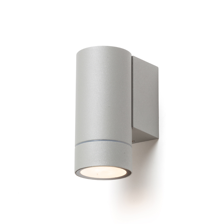 Aplica de perete din aluminiu turnat sub presiune cu mufă GU10 pentru surse de lumină LED, MIZZI NEW I gri argintiu 230V 8W IP65