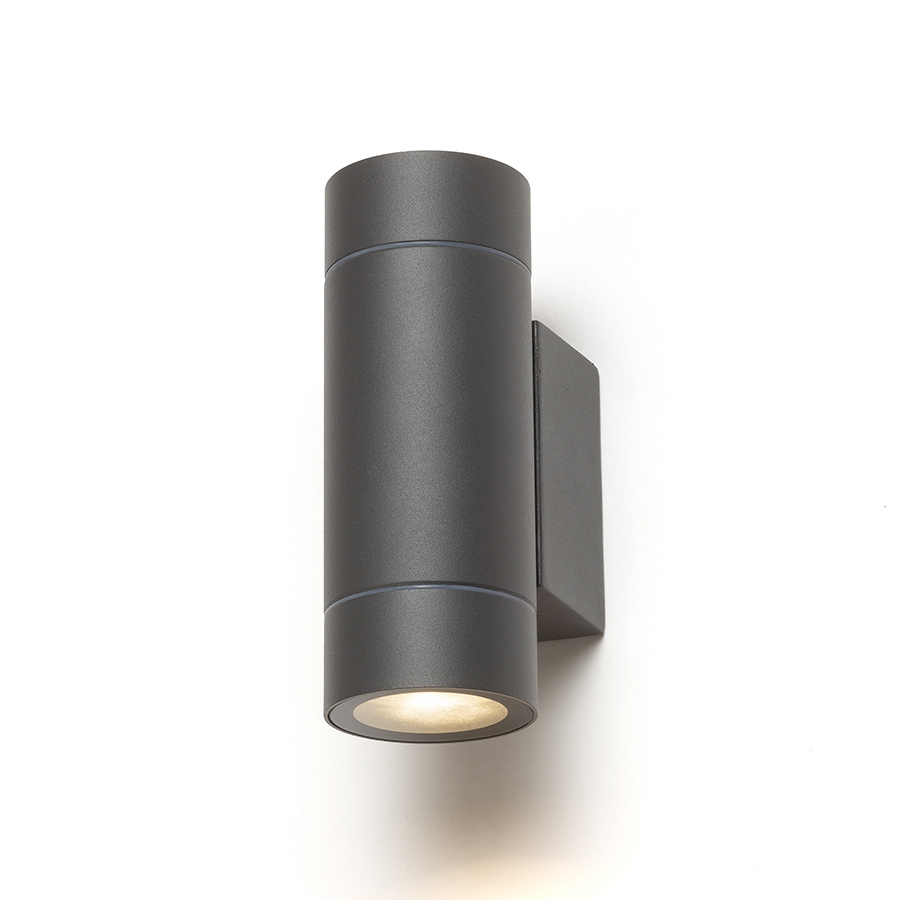 Aplica de perete din aluminiu turnat sub presiune cu mufă GU10 pentru surse de lumină LED, MIZZI NEW II antracit 230V 2x8W IP65