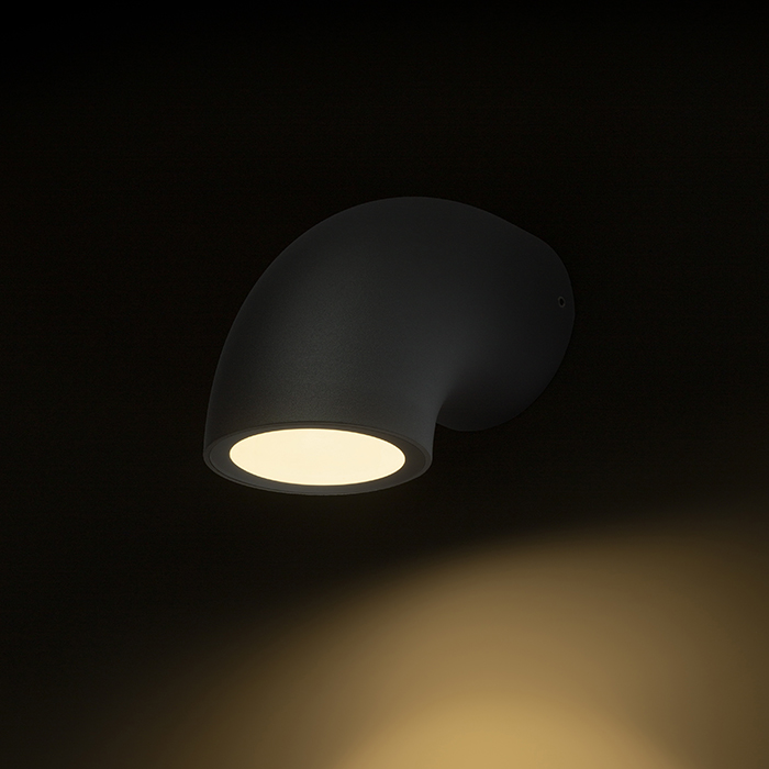Aplica de perete în formă de tub cu LED încorporat care strălucește în jos, PIPER de antracit 230V 6W IP54 3000K