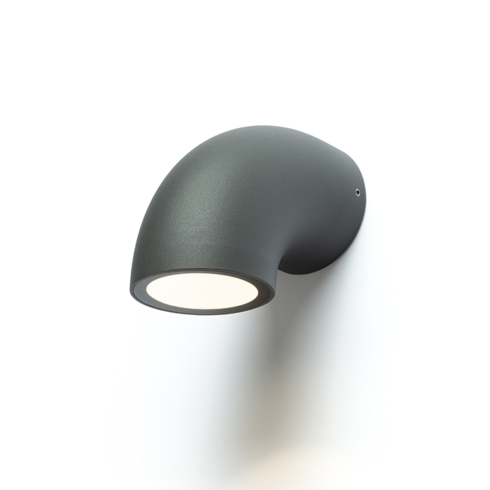 Aplica de perete în formă de tub cu LED încorporat care strălucește în jos, PIPER de antracit 230V 6W IP54 3000K