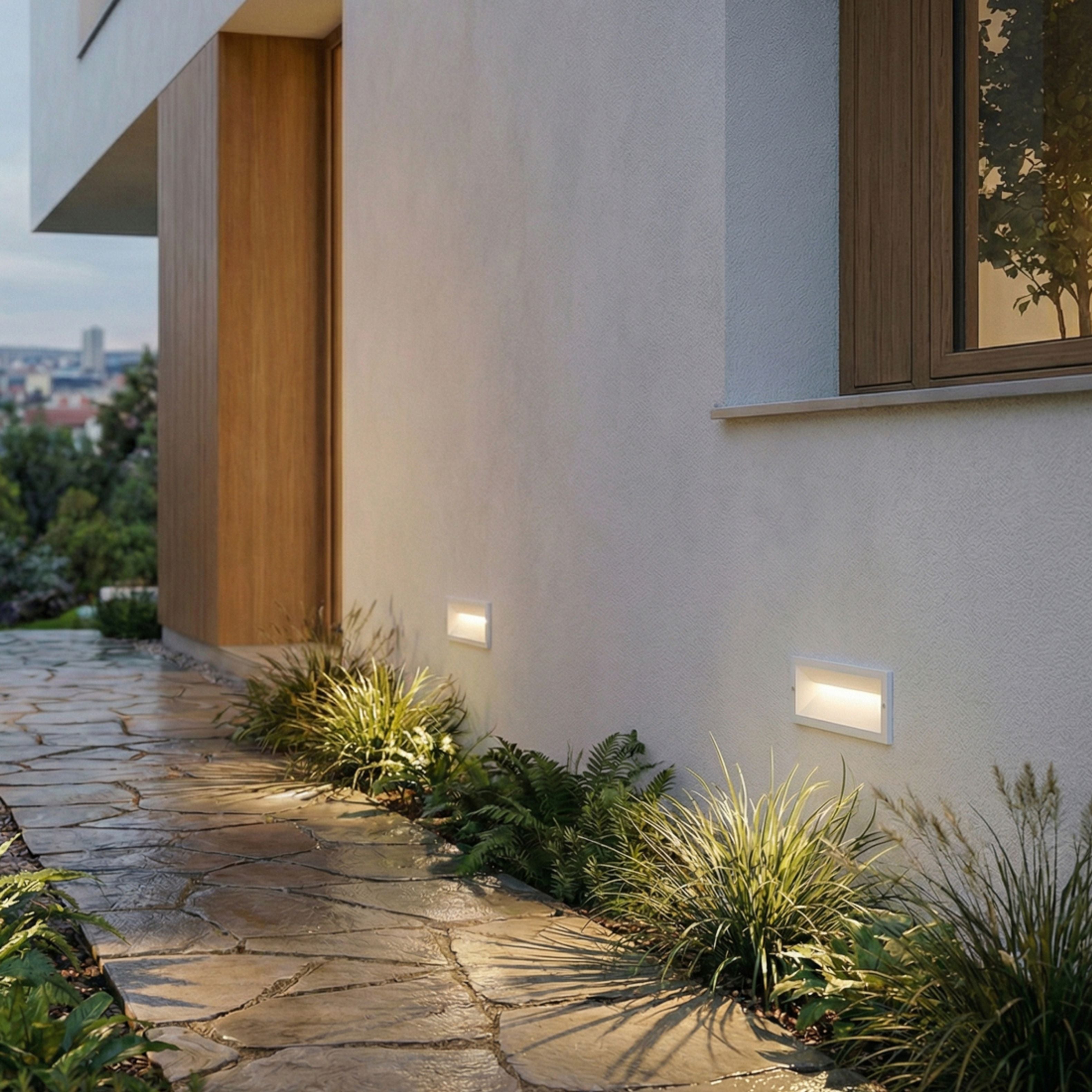 Aplica de perete încastrată pentru exterior pentru iluminarea căii, RAGG alb 230V LED 12W IP65 3000K