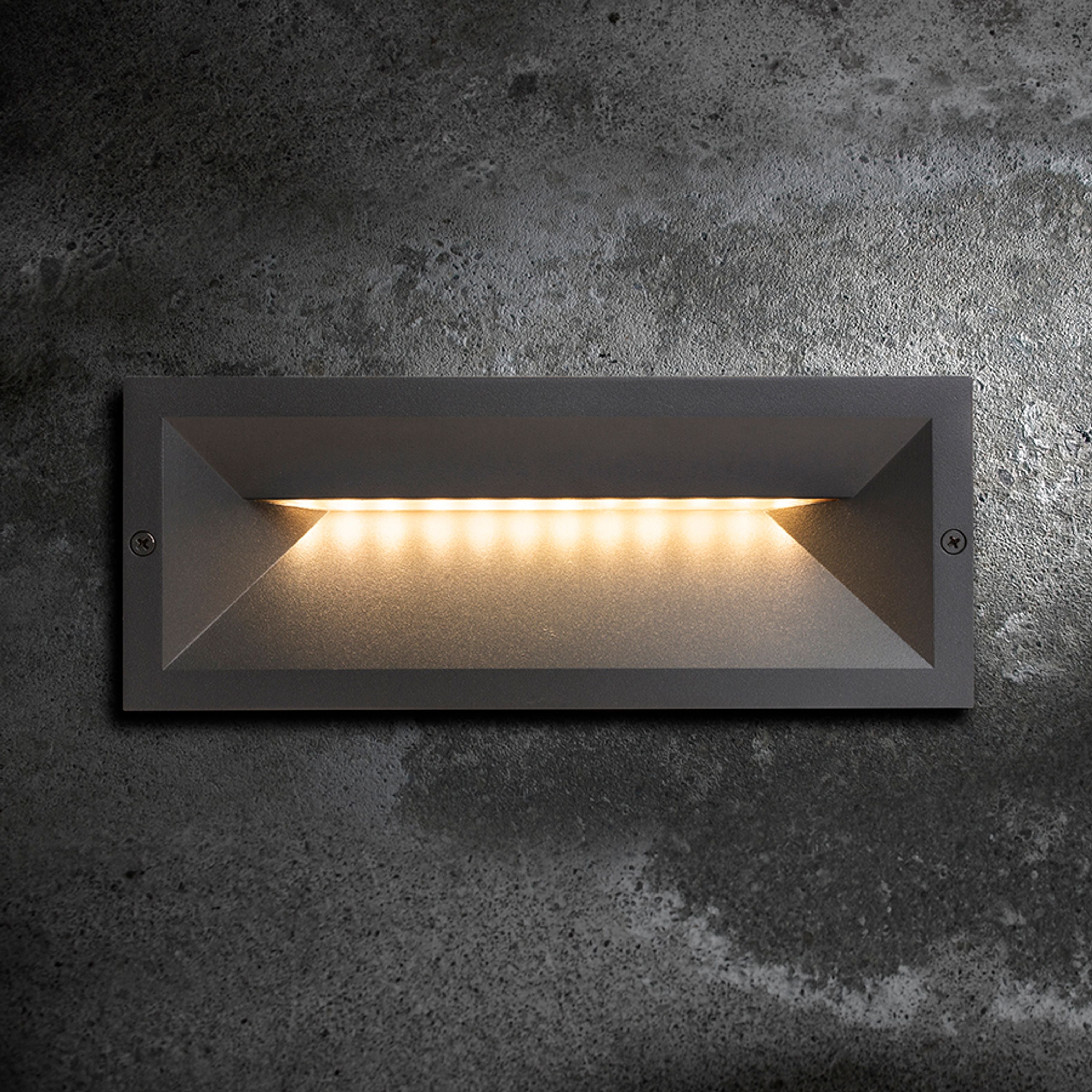 Aplica de perete încastrată pentru exterior pentru iluminarea căii, RAGG incastrat negru 230V LED 12W IP65 3000K
