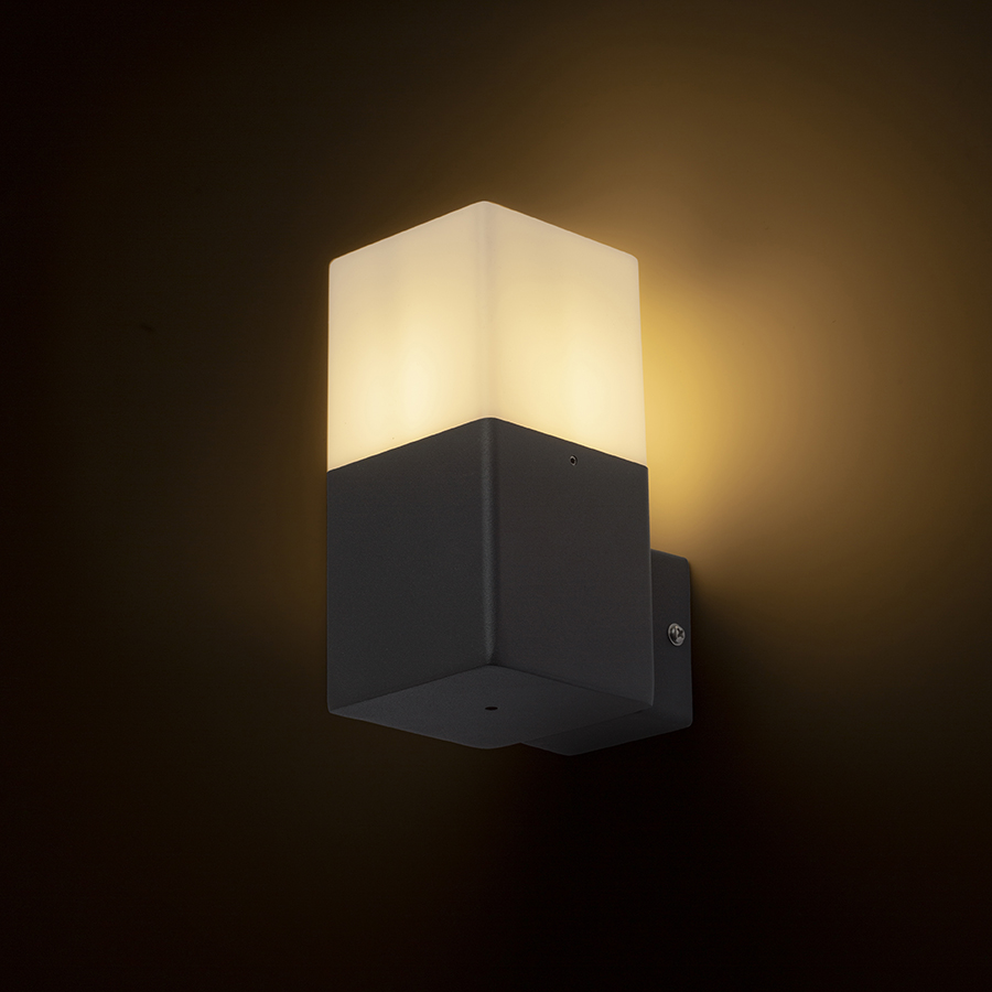 Aplica de perete pentru exterior cu o nuanță de culoare opal și priză E27 pentru surse de lumină LED, CLYDE antracit 230V 11W IP44