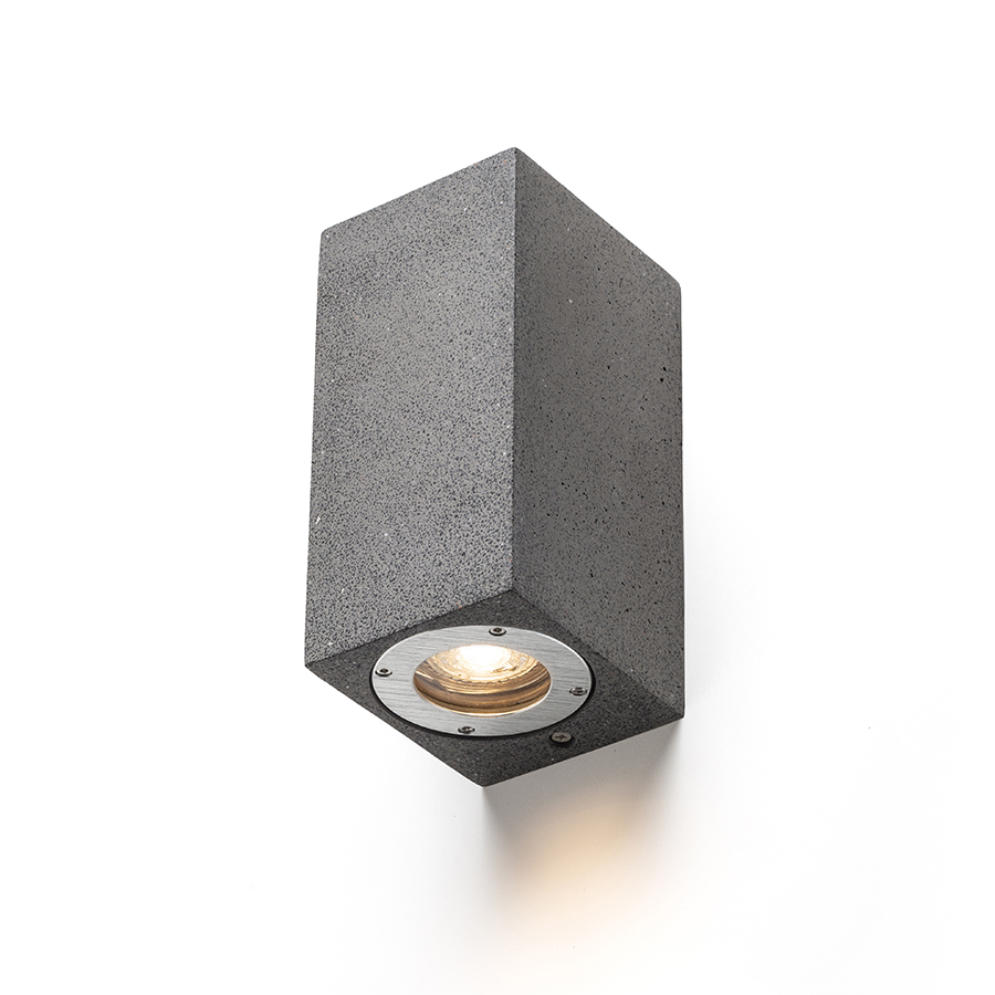 Aplică din beton cu priză GU10 pentru surse de lumină LED, pentru uz exterior, KANE II de perete beton/decor gramit întunecat 230V LED 2x5W IP65