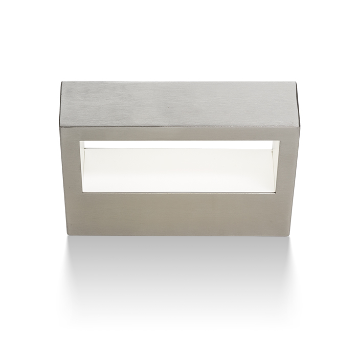 Aplică dreptunghiulară din oțel inoxidabil pentru iluminare indirectă, CHLOE de perete oţel 230V LED 9W IP65 3000K