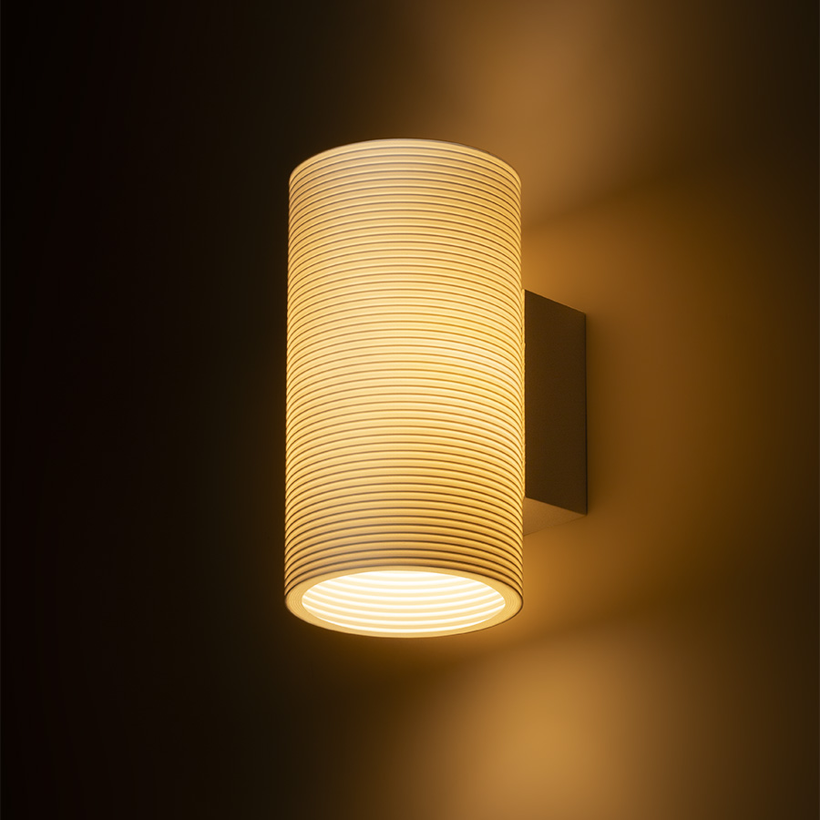 O lampa de perete creata prin imprimare 3D, GLANS RR2 150 alb Eco PLA 230V LED G9 5W