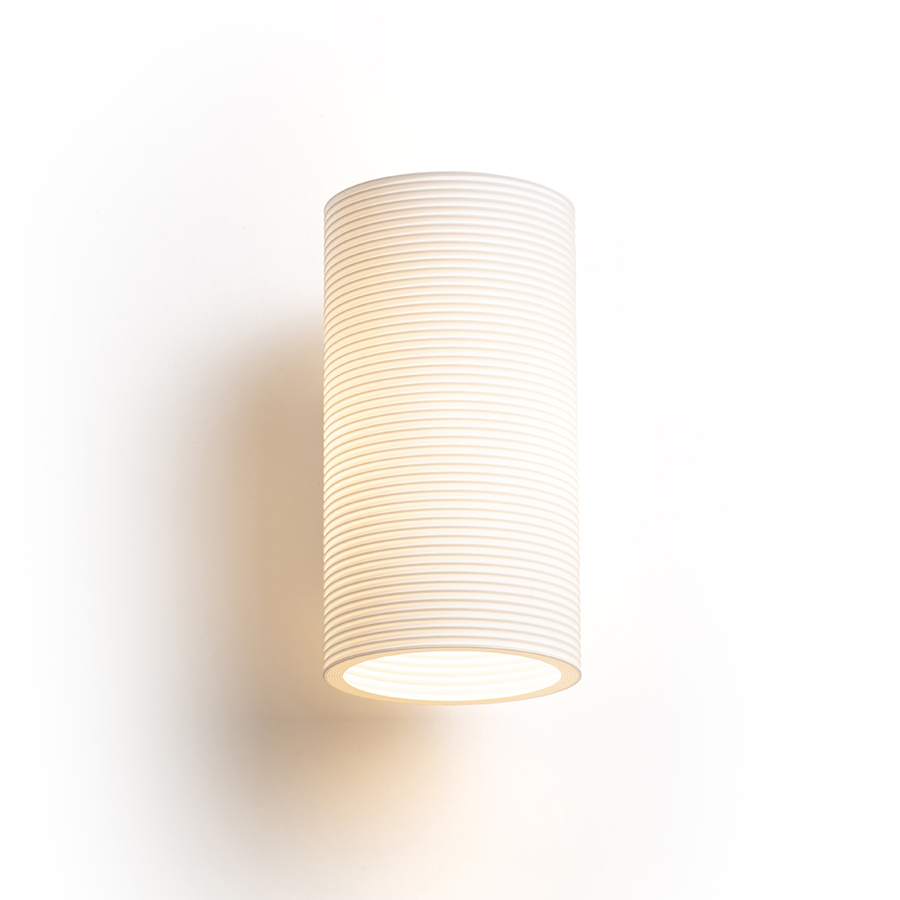 O lampa de perete creata prin imprimare 3D, GLANS RR2 150 alb Eco PLA 230V LED G9 5W