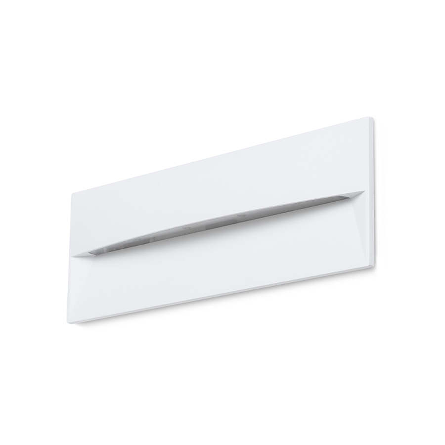 Aplica de perete LED incastrata pentru iluminarea de orientare a trotuarelor, scarilor sau teraselor, REP 27 încastrat alb 230V 10W 90° IP65 3000K