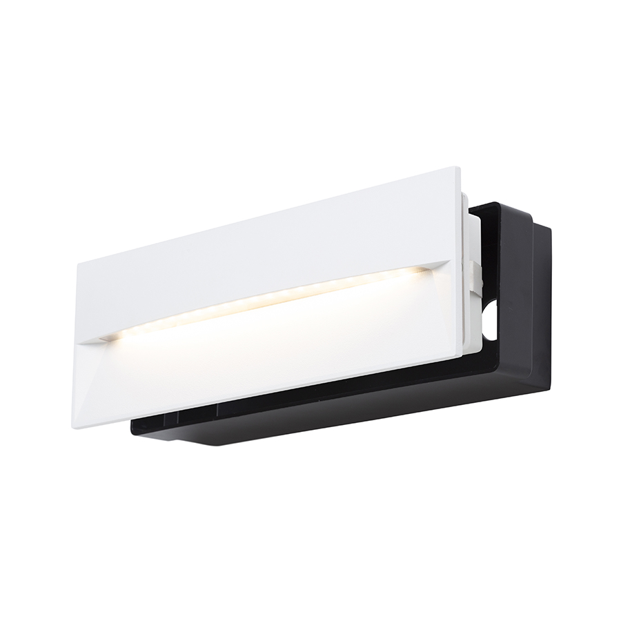 Aplica de perete LED incastrata pentru iluminarea de orientare a trotuarelor, scarilor sau teraselor, REP 27 încastrat alb 230V 10W 90° IP65 3000K