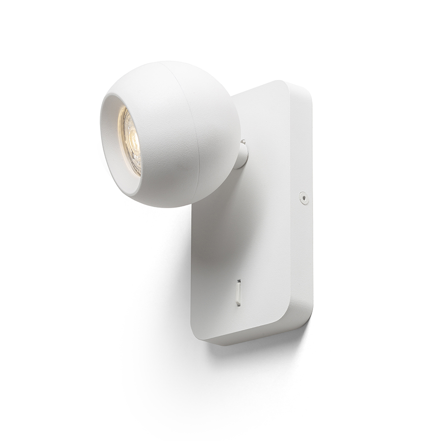 Aplică lăcuită cu sursă de lumină direcțională GU10 și întrerupător pe bază, SIENA de perete alb 230V LED 9W