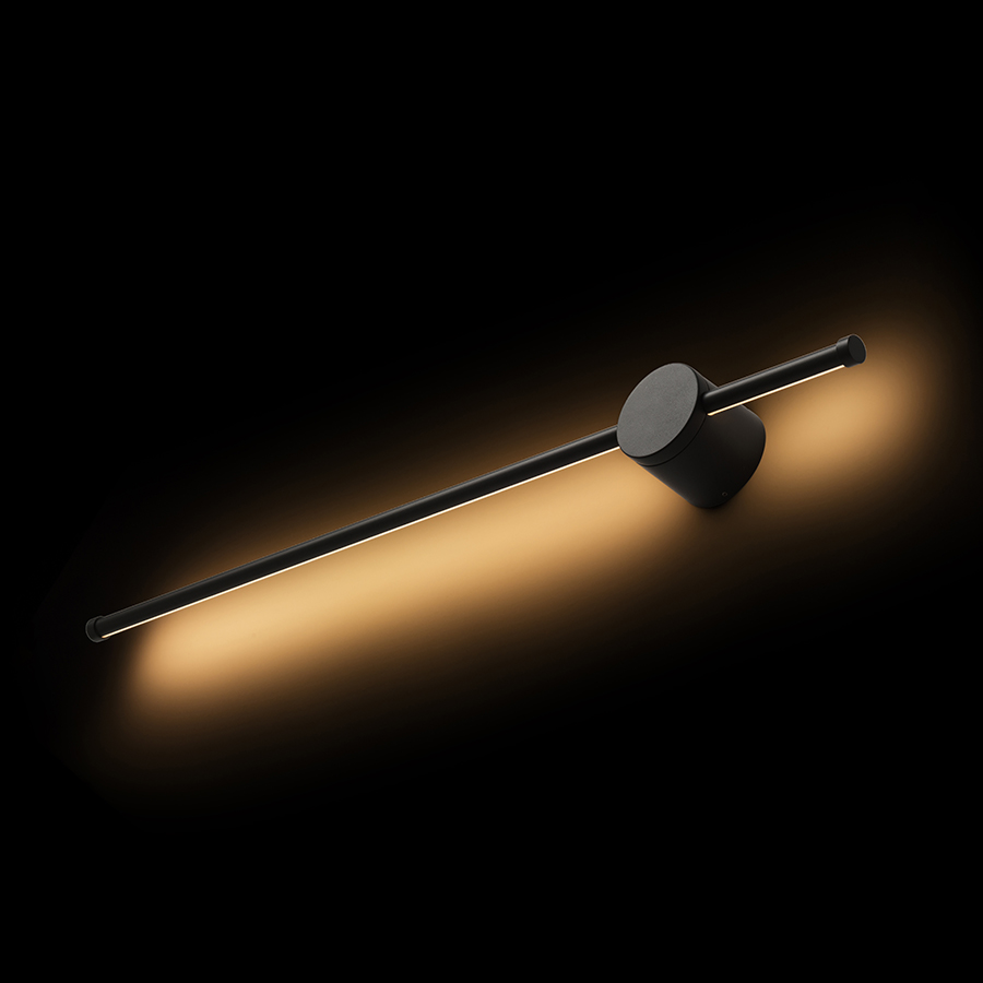 Aplică subțire LED de perete cu montare asimetrică pentru iluminare indirectă folosind reflexia pe, BEEM 80 negru-gri acrilic mat 230V 14W 120° IP54 3000K