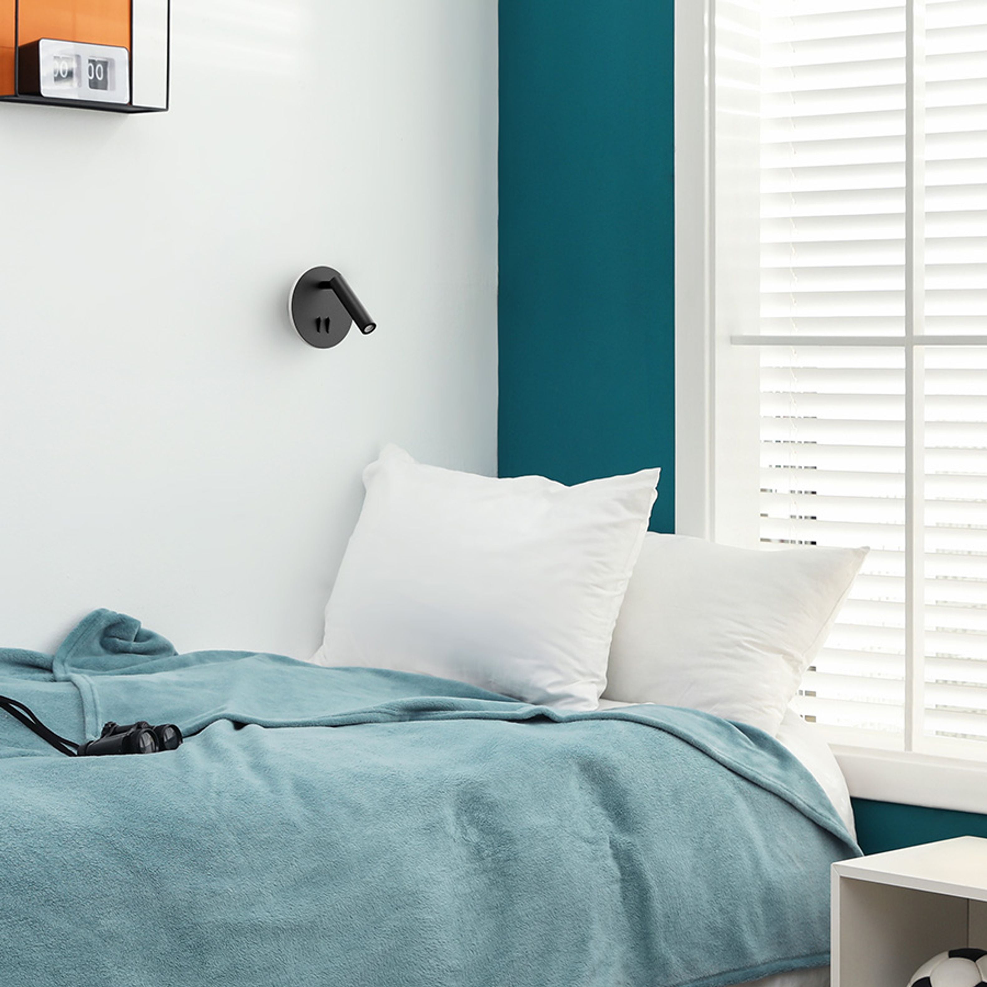 Aplică LED cu iluminare de fundal, THALIA de perete negru acril satinat 230V 6+3W 3000K