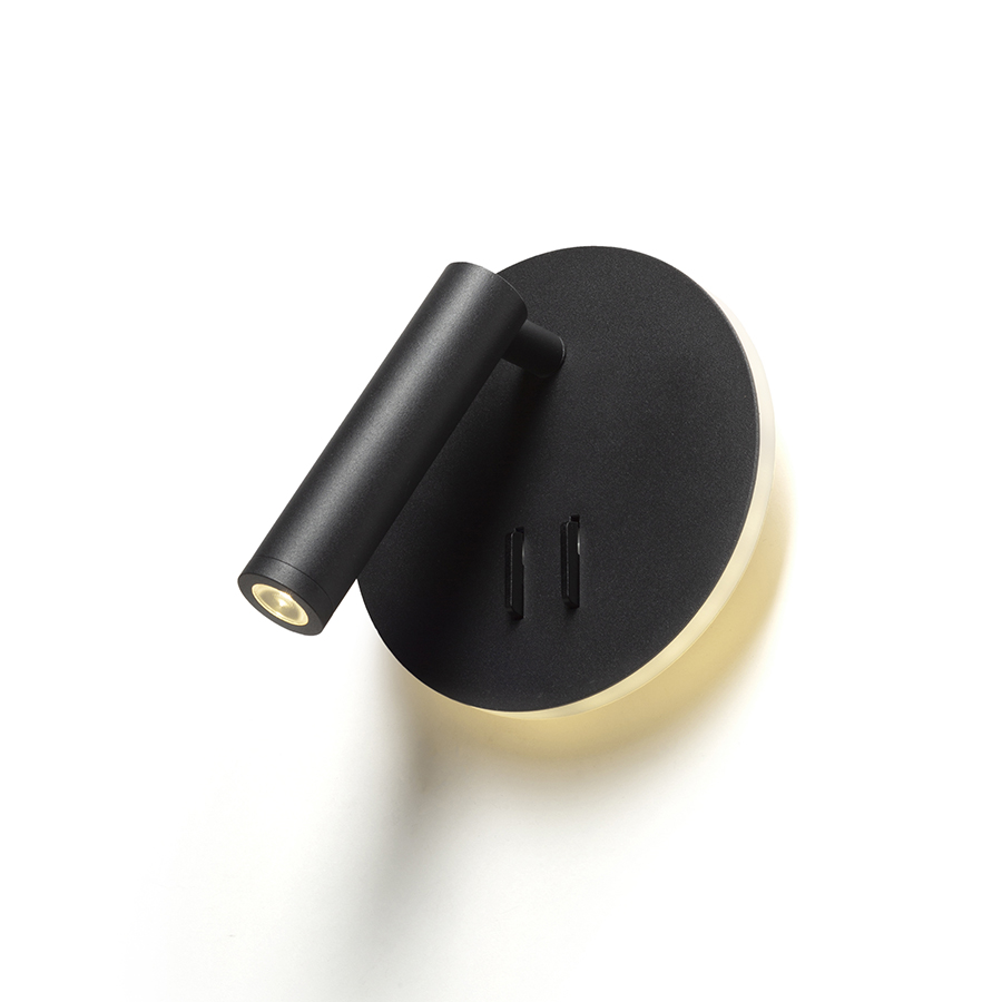 Aplică LED cu iluminare de fundal, THALIA de perete negru acril satinat 230V 6+3W 3000K