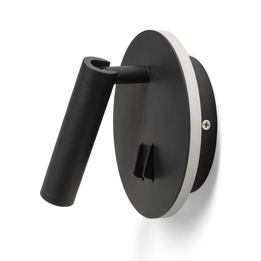 Aplică LED cu iluminare de fundal, THALIA de perete negru acril satinat 230V 6+3W 3000K