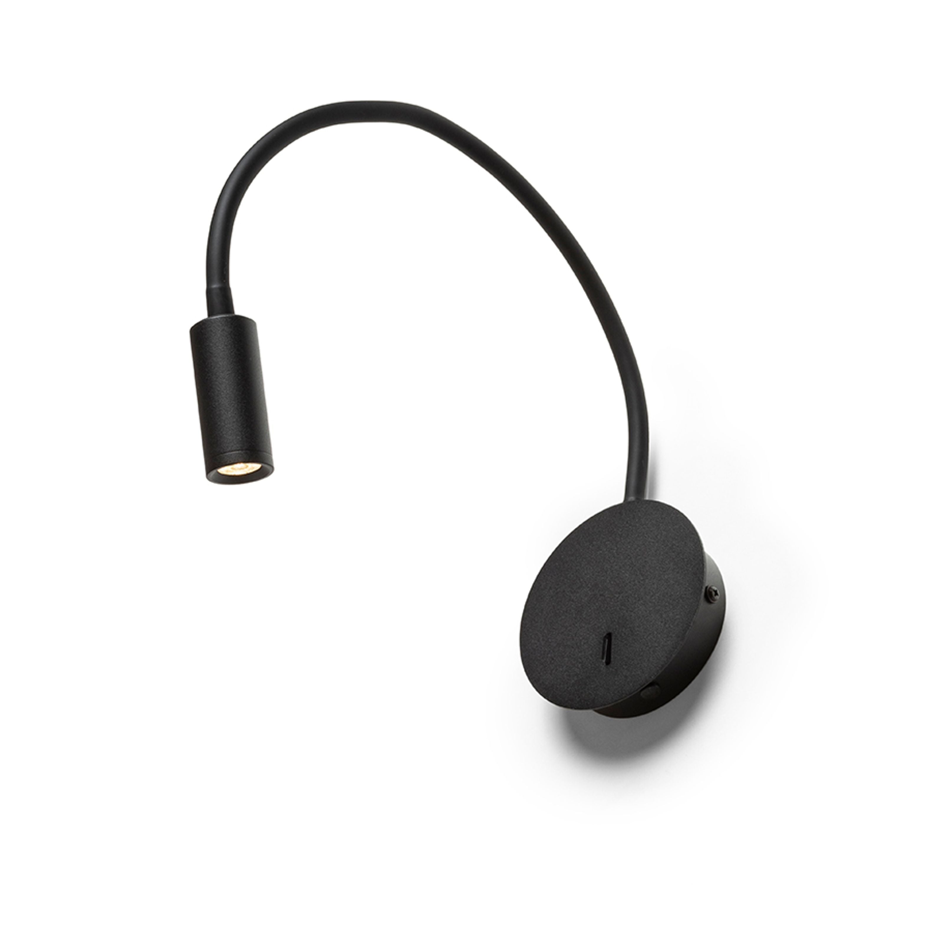 Aplica LED pe gât de gâscă cu întrerupător pe bază, VALE de perete negru 230V 3W 30° 3000K