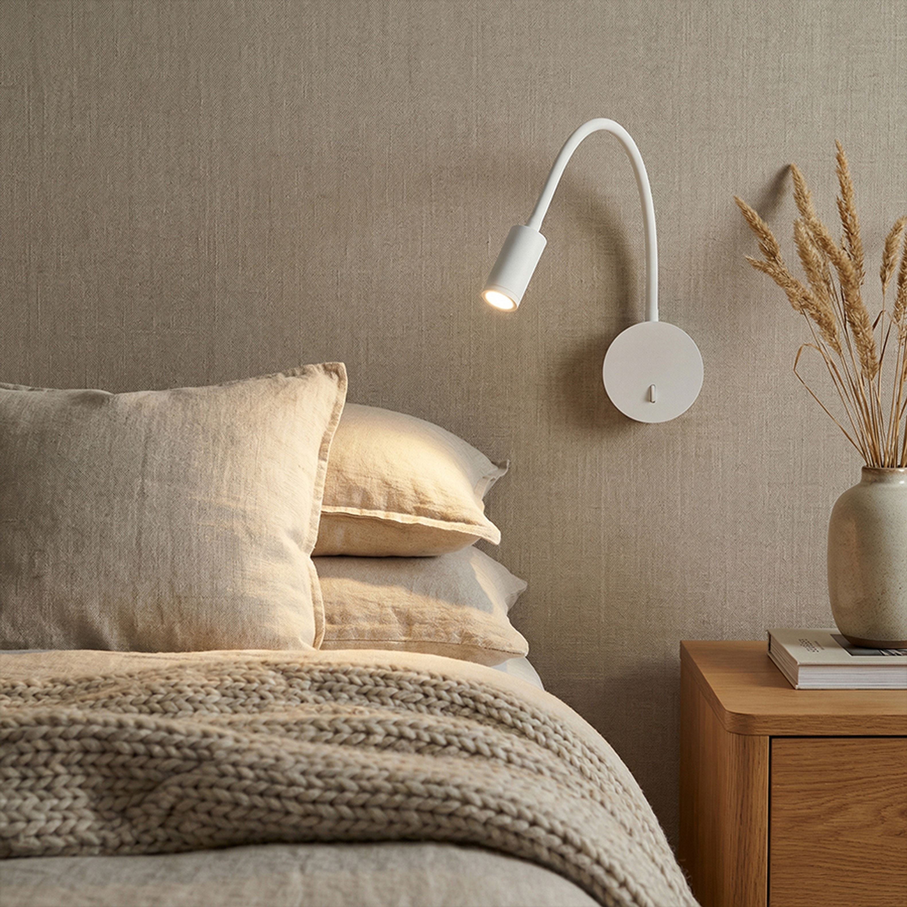 Aplica LED pe gât de gâscă cu întrerupător pe bază, VALE de perete alb 230V 3W 30° 3000K