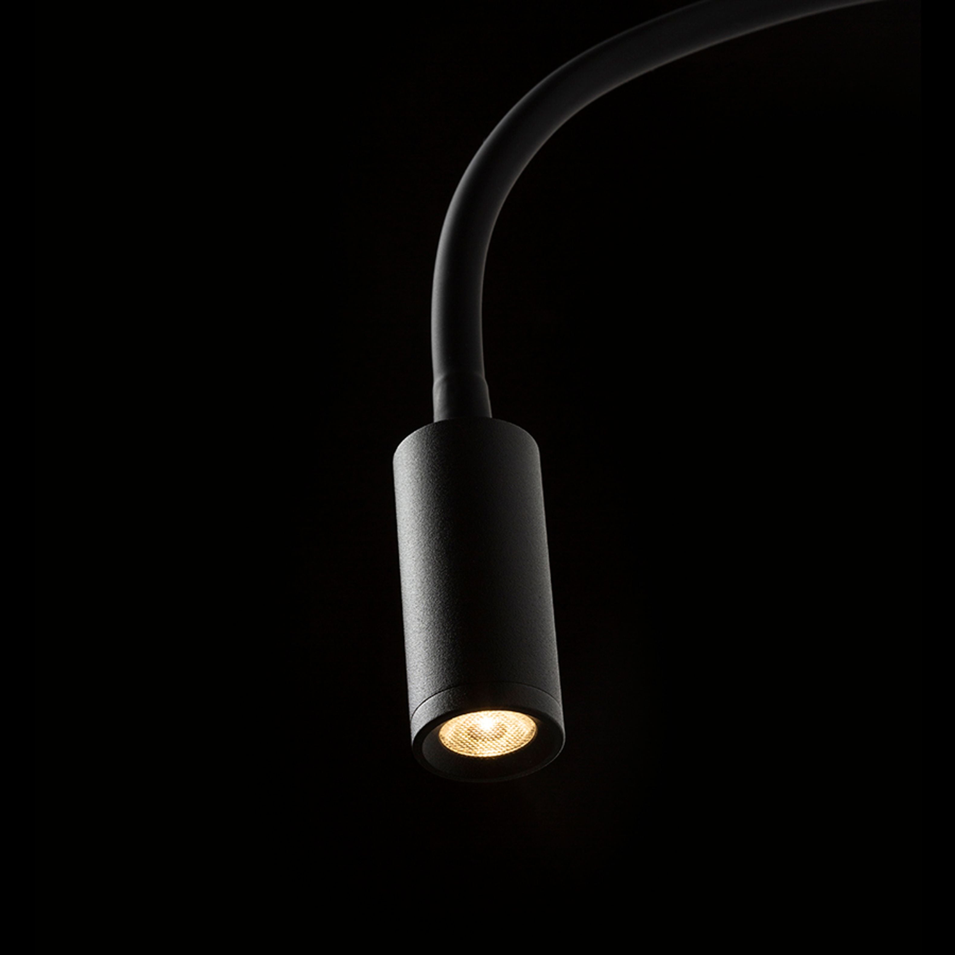 Aplica LED pe gât de gâscă cu întrerupător pe bază, VALE de perete negru 230V 3W 30° 3000K