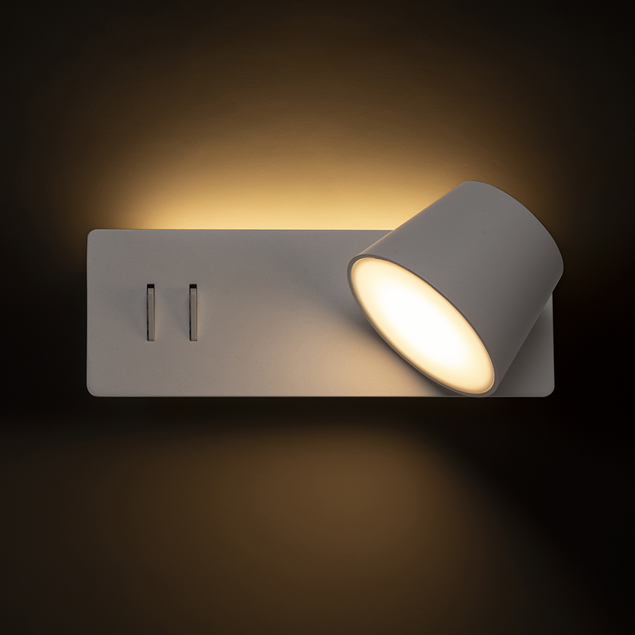 Lampa de perete cu LED incorporat si reflector rotativ, asigurand iluminare indirecta intr-o, AMADEUS cu din spate alb 230V 4+6W 3000K