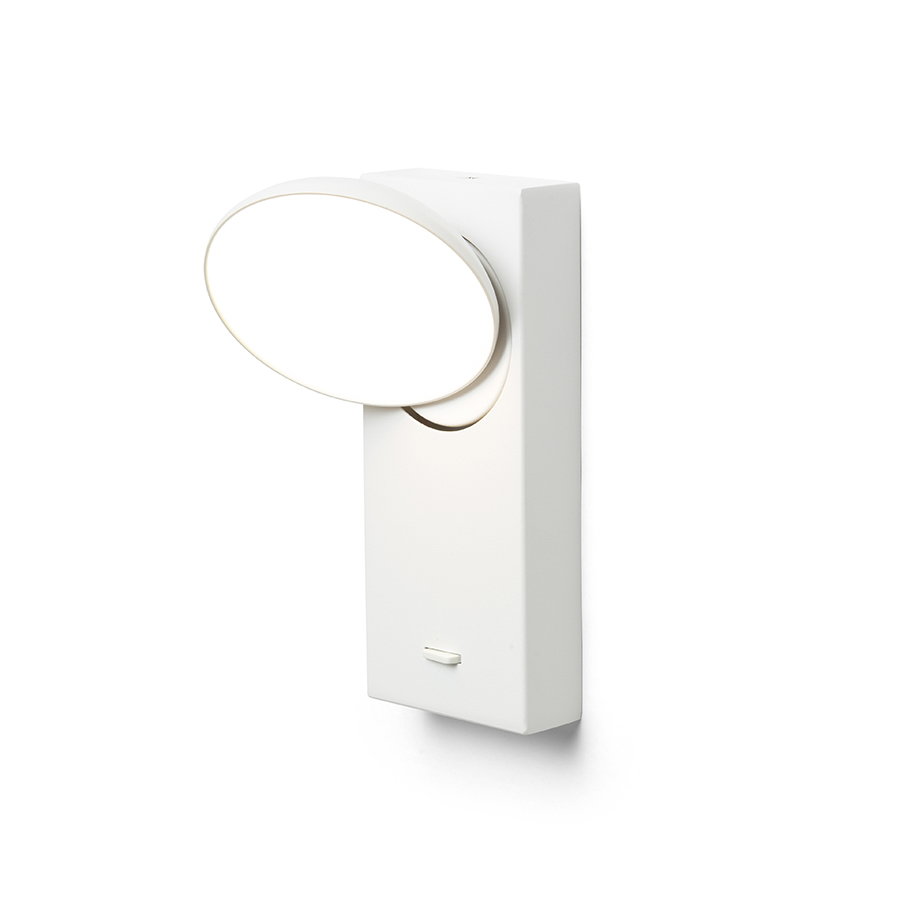 Lampa de perete cu cap rotativ in formă de farfurie, construită in LED si difuzor de culoare opal, ELISEO alb 230V 5W 3000K
