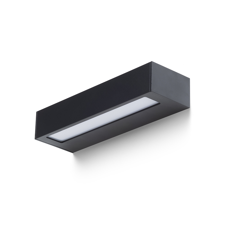 Aplica de perete LED alungita pentru iluminare SUS/JOS, ASTER 25 negru acrilic mat 230V 2x6W IP65 3000K
