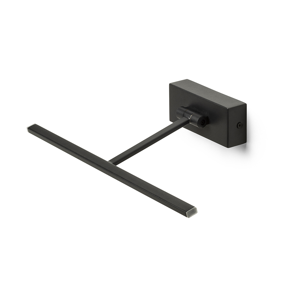 Lumina LED de perete cu braț reglabil pe axa verticala, ideală pentru iluminarea tablourilor, FRESCO 34 negru 230V 6W 3000K