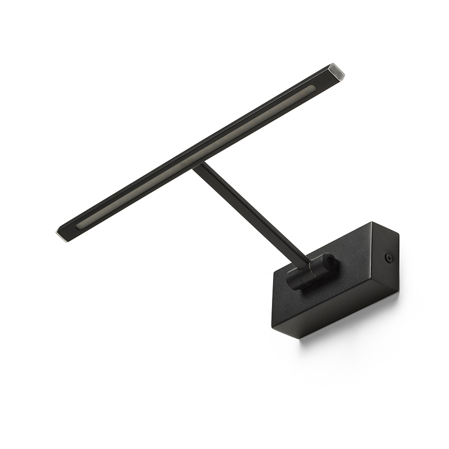 Lumina LED de perete cu braț reglabil pe axa verticala, ideală pentru iluminarea tablourilor, FRESCO 34 negru 230V 6W 3000K