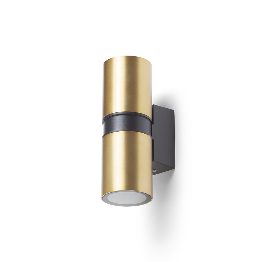 Aplica de exterior dintr-o combinație de alamă si metal lăcuit negru pentru două surse de lumina, MANO de perete pieptănat/negru 230V LED GU10 2x8W IP54