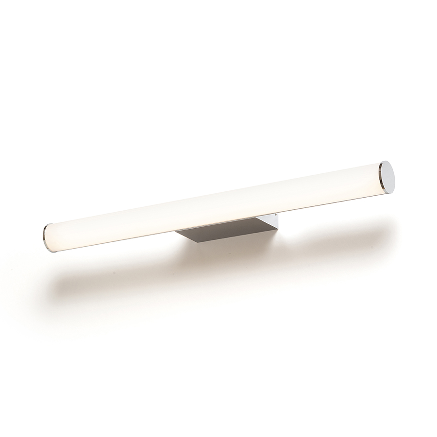 Aplică de perete in forma de tub cu LED incorporat pe baza alungită, potrivita pentru bai, CASSAMBA 60 crom/acrilic mat 230V 12W IP44 3000K 4000K