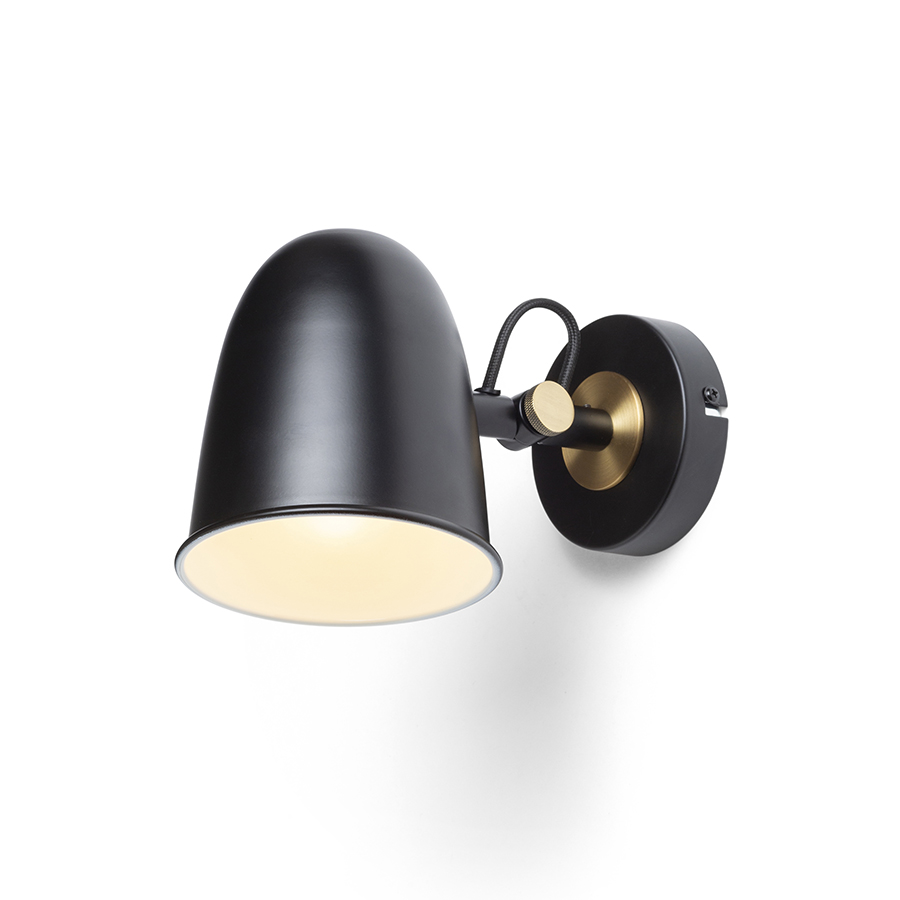 Aplica de perete metalică cu reflector basculant pentru surse LED cu soclu E14, DANNY de negru alamă 230V 5W