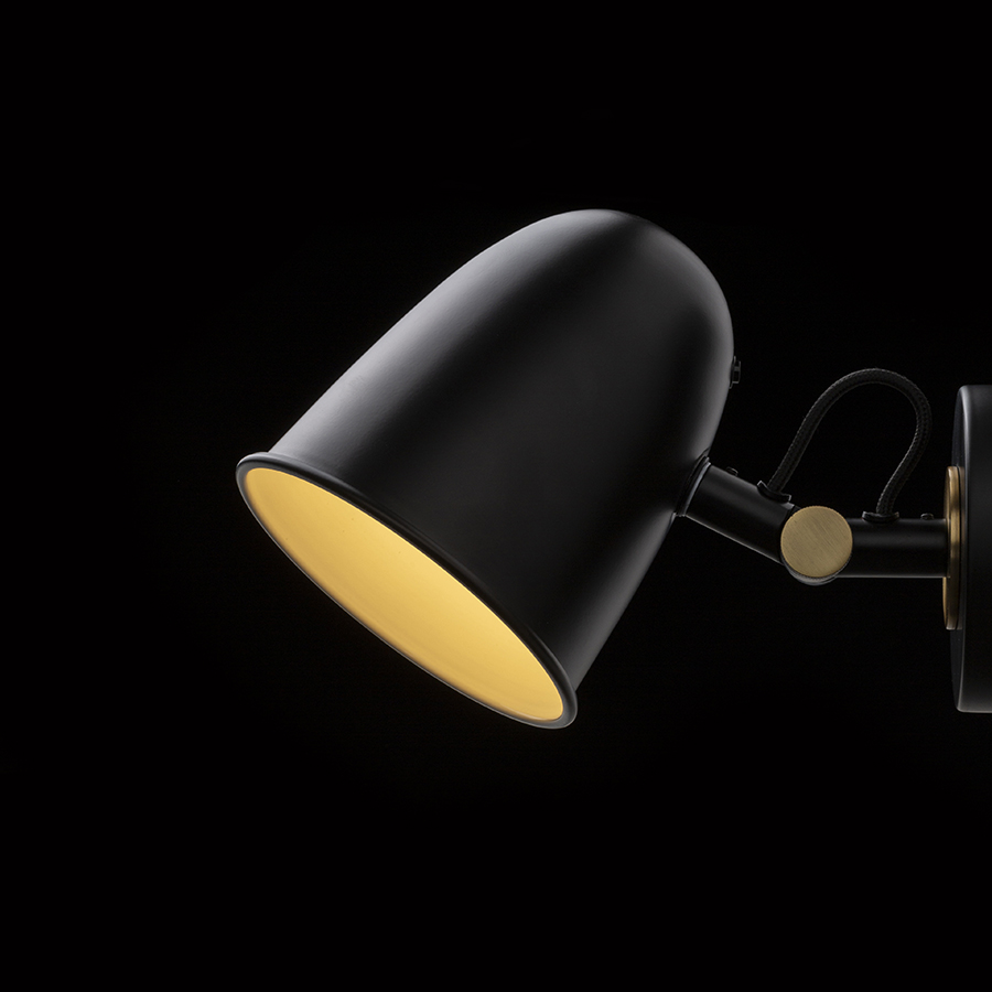 Aplica de perete metalică cu reflector basculant pentru surse LED cu soclu E14, DANNY de negru alamă 230V 5W