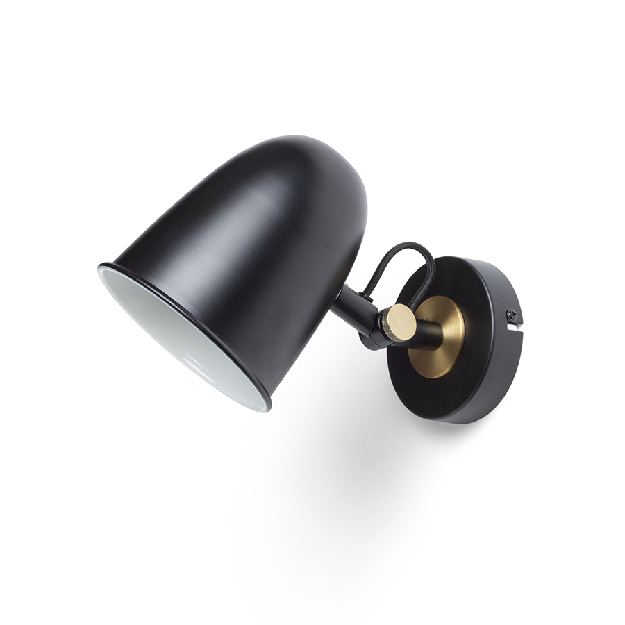 Aplica de perete metalică cu reflector basculant pentru surse LED cu soclu E14, DANNY de negru alamă 230V 5W